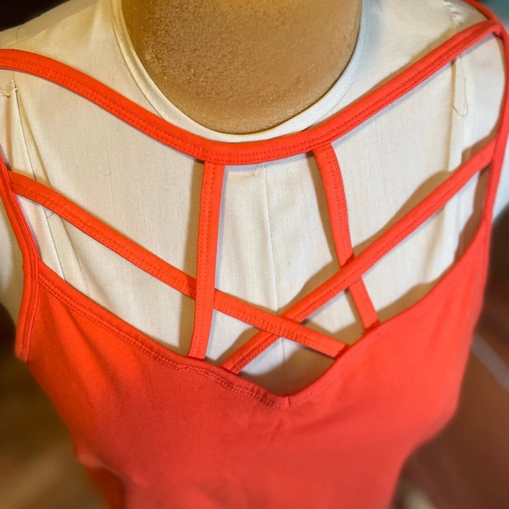 Torrid Vibrant Orange Strappy Tank Top 3X 3 cool neckline summer New